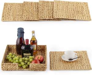 Meilleures ventes : Set de table décoratif carré en jacinthe d'eau, tressé à la main, naturel, avec fonction de dessous de verre et de protection thermique, fabriqué au Vietnam - Product Image 3