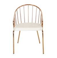 Chaise de salle à manger réglable et durable avec accoudoirs, design traditionnel, en acier inoxydable, placage or, revêtement en cuir PU