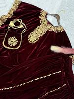 Ensemble Kaftan Traditionnel Élégant en Velours Pur avec Broderie Lourde, Prêt-à-porter, pour Été et Hiver, avec Pantalon Dhoti et Salwar Kameez, Séchage Rapide