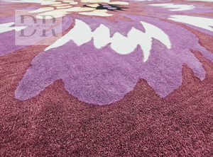 Tapis personnalisé en laine de Nouvelle-Zélande 100% motif de fleurs violettes touffeté à la main de haute qualité pour le sol de la maison pour la cuisine moderne - Product Image 2