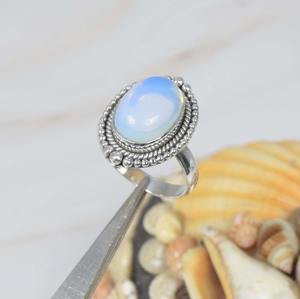 Mode opalite laiteuse 925 bague en argent Sterling pierre précieuse bague élégante bijoux faits à la main forme ovale pendentif cadeau pour noël - Product Image 4