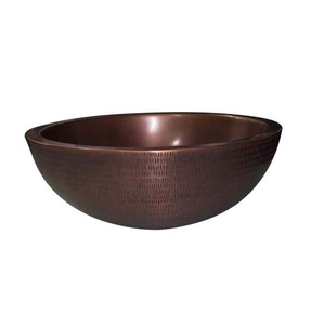 Top Trending elegante diseño moderno hogar pulido superficie cobre lavado fregadero con colador uso en la cocina - Product Image 3