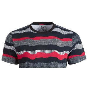 T-shirt da uomo American Rag a righe ondulate testurizzate, nera, taglia XL, in jersey alla moda con stampa a fantasia animata - Product Image 2