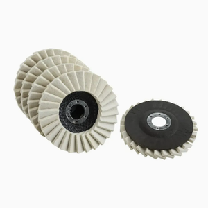 Tampons de polissage en laine blanche Meuleuse d'angle Disque de <span class=keywords><strong>ponçage</strong></span> Feutre abrasif Disque de ventilateur de polissage Disque à lamelles en laine <span class=keywords><strong>naturelle</strong></span> pour le polissage - Product Image 1