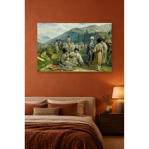 Impression sur toile : les Highlanders de Fida conversant dans la vallée du Caucase - Product Image 4