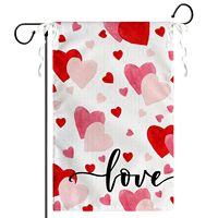 Bandera de Jardín Rectangular con Corazón, Doble Cara, Poliéster, Colores Rojo y Rosa, para Bodas, Aniversarios, Día de San Valentín, Decoración para Exteriores