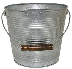 TinBelle Galvanized Metal Floor Planter with Round Base & Top Set <b>Basket</b> for Home Garden Decorative Use Flower Pots & Planters - Product Image 4