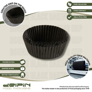 Fabriqué en Italie, écologique, recyclable, personnalisable, résistant à la graisse, doublure pour cupcake en papier ondulé noir, 70 mm, gobelet de cuisson jetable - Product Image 3