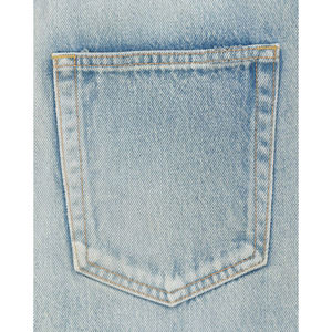 กางเกงยีนส์ขาตรงเอวสูงของผู้ชายสีฟ้าอ่อนกางเกงผ้าฝ้ายติดกระดุมใส่สบาย - Product Image 4