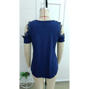 Chemisier en viscose à col rond et épaules dénudées pour femme, 37754 - Bleu marine - Product Image 5