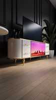 Support TV en bois réglable avec foyer électronique et Bluetooth – Luxe moderne pour salon et hôtel, convient aux téléviseurs de 65 pouces et plus