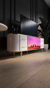 แท่นวางทีวีบนเตาผิงทำจากไม้หรูหราทันสมัยพร้อมการเชื่อมต่อบลูทูธ - Product Image 3