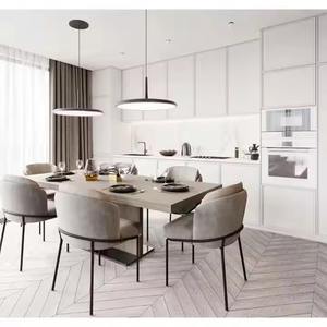 Nuevo gabinete de madera inteligente europeo moderno chapa de madera laca mate acabado diseño completo de gabinete de cocina - Product Image 1