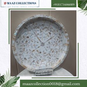 Fabricante indio Exportador Platos DE SERVICIO DE MADERA personalizados Bandeja de incrustaciones de hueso única para el hogar Comida decorativa Servir resina a granel - Product Image 2