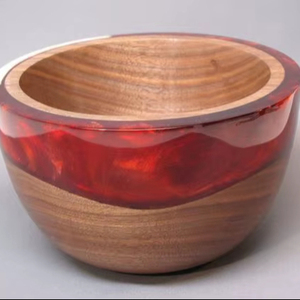 Bol en résine en bois élégant fait à la main Designer moderne rustique pièce maîtresse maison cuisine Accent décoratif - Product Image 1