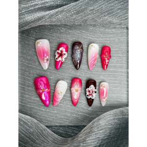 Raspberry Bloom Press on Nail Art Décoration d'ongles élégante avec motif Raspberry Bloom - Product Image 4