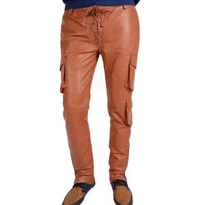 Pantalon en cuir pour homme à marque privée, coupe droite, léger, décontracté, taille mi-haute, respirant, coupe-vent, confortable, pour usage extérieur - Product Image 1