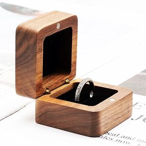 Mini boîte à bagues en bois de noyer papier recyclable de haute qualité avec des boîtes à bijoux de cérémonie de proposition de conception de diamant créatif - Product Image 1