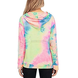 Nouveaux sweats à capuche tie-dye pour femmes, doublés, 100 % coton molletonné, coupe-vent, confortables, longueur standard pour l'hiver, grandes tailles, vente flash - Product Image 4