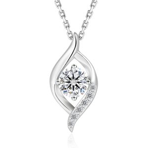 Pendentif en diamant Moissanite VVS en forme de goutte d'eau, cadeau de mariage, plaqué or blanc 14 carats, collier en argent sterling 925 pour femmes - Product Image 2