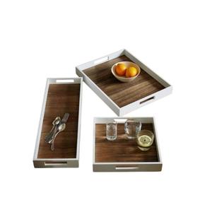 Plateau de service rectangulaire en bois brun de qualité supérieure, classique, écologique, pour hôtel, restaurant, vaisselle, présentation de nourriture et de desserts - Product Image 4