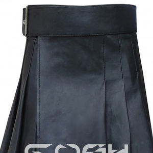 Kilt híbrido de moda gótica para hombre superventas Kilt de cuero negro de alta calidad, vendedores de Kilts plisados personalizados - Product Image 5