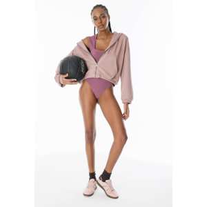 Sweat-shirt à capuche en tissu modal doux au toucher soyeux avec fermeture éclair - Product Image 3