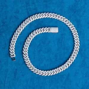 Cadena de Plata de Ley 925 sólida, collares de moda con cadena de diamantes de moissanita chapada de primera calidad para hombres - Product Image 1