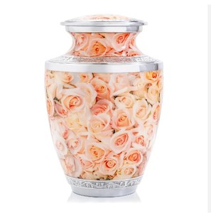 Hermosa y atemporal urna de cremación blanca para adultos para cenizas humanas: esta gran urna elegante de esmalte de nácar y níquel I - Product Image 2