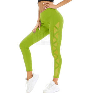 Mallas sin costuras de secado rápido ecológicas de cintura alta sólidas para mujer para gimnasio, ropa de entrenamiento, venta al por mayor - Product Image 2