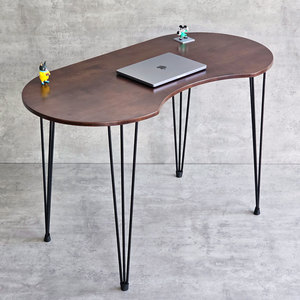 Bean-Shaped 120x60cm Rubber Wood <b>Computer</b> <b>Desk</b> with Hairpin Iron Legs SPD68209 - Product Image 5