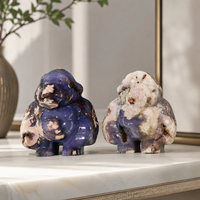 Figurine de gorille en agate bleue sculptée, cristal naturel, pour bureau, étagère, salle de méditation et décoration cadeau