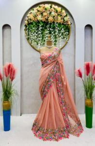 Saree ออกแบบที่สวยงามด้วยด้ายและลำดับกับงานมุก - Product Image 2
