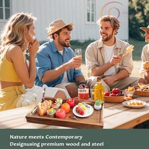 Plateau de service en bois avec finition grain naturel, idéal pour la maison et les cadeaux - Product Image 2