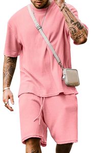 Traje de verano con logotipo personalizado para hombre, estilo informal de dos piezas con camiseta cuadrada y pantalones cortos de rizo francés, conjunto de ropa estampada - Product Image 2