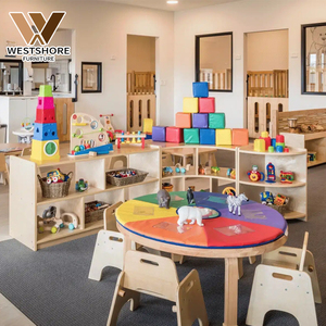 Bộ bàn ghế gỗ trường mầm non Montessori dành cho trường mầm non, lớp mẫu giáo, lớp học, thiết kế không gian học tập - Product Image 1