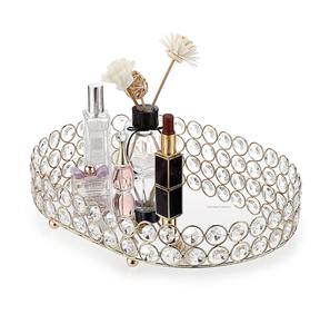 Crystal <b>Vanity</b> Makeup Tray Silver Ornate Jewelry Trinket Decorative Tray Cosmetic Perfume Display Organizer Tray - Product Image 1