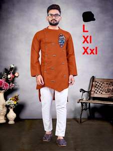 Hecho a mano India nueva colección algodón hombres Vintage sin arrugas Kurta impreso para boda Diwali fiesta Casual desgaste adultos indio - Product Image 6