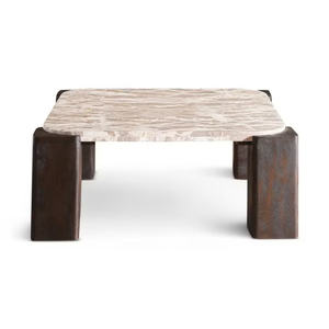 Table basse moderne en bois de manguier brun naturel, écologique, durable, mobilier de salon haut de gamme, restaurant - Product Image 1