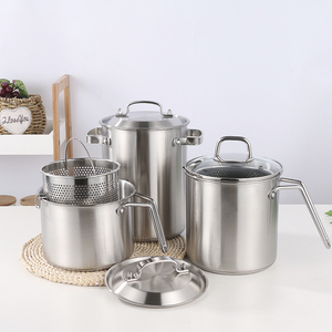 Ensemble de casseroles multifonctionnelles en acier inoxydable avec panier pour pâtes, soupes, fritures, induction et réchauds à gaz. - Product Image 6