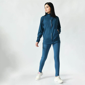 Women's High-Stretch Two-Piece <b>Athletic</b> Tracksuit Set 100% Cotton Breathable Eco-Friendly Fleece Reversible Hip-Hop Winter 220g - Product Image 1