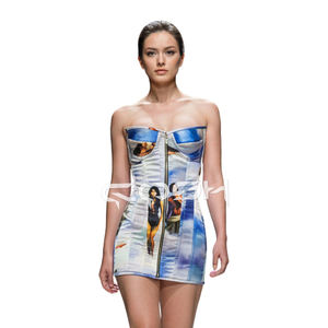 Vestido Corsé Bodycon Sexy con Estampado Digital de Ángel y Musa, con Cierre Frontal |   Comprar Ahora - Product Image 3