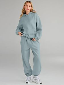 Conjuntos de 2 piezas para mujer, Sudadera con capucha de salón, conjuntos de sudadera de gran tamaño, pantalones de chándal holgados de moda de otoño con bolsillos, chándal - Product Image 4