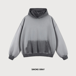 Sweat à capuche oversize pour homme en molleton de coton épais, délavé à l'acide, à épaules tombantes, style streetwear, technique de teinture unie, écologique - Product Image 1