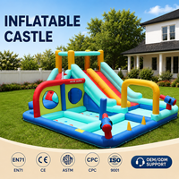 Castillo Inflable 420D 840D de Tela Oxford para Interiores y Exteriores con Soplador Incluido, Juego para Patio Trasero, Actividad para Padres e Hijos