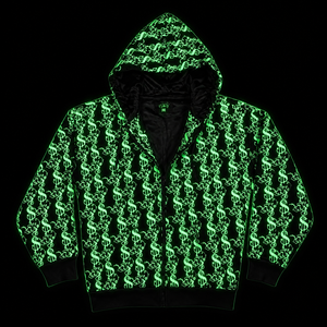 $HOOTING $TAR$ Sudadera de punto 100% algodón con estampado por sublimación verde brillante y diseño de cremallera - Product Image 6