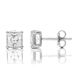 Boucles d'oreilles en diamant taille princesse pour femmes - Product Image 2