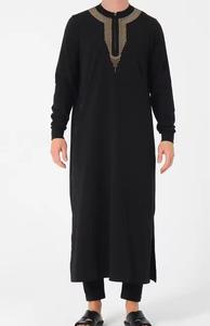 Thobe émirati de luxe noir, Kandura traditionnelle, vêtement arabe élégant, Jubba pour homme, doux et respirant, tenue islamique moderne - Product Image 4