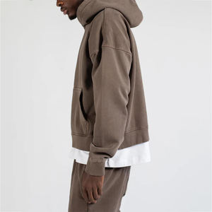 Sweat à capuche surdimensionné 100% coton pour homme Pull vierge de luxe lourd Impression personnalisée Streetwear pour l'hiver - Product Image 4