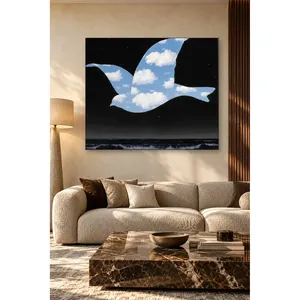 Fida Ren Magritte Impression sur toile d'un oiseau enceinte de nuages dans le ciel nocturne - Product Image 2